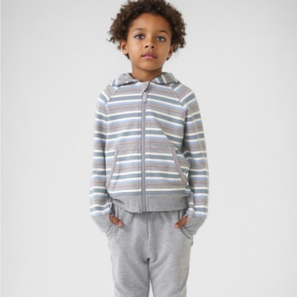 Play By Little Sleepies Striped Gray 4T Kids Bamboo Hoodie